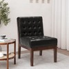 Faux Leather Upholstered Contemporary Accent Chair with Tufted Waffle Stitch, Plush Seating and Rubberwood Legs - 4 of 4