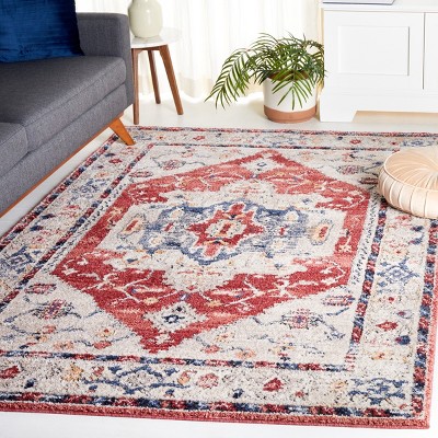 Luna Classic Blue Rust 8' x 10' Soft Synthetic Area Rug