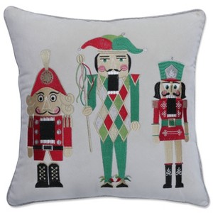 16.5"x16.5" Indoor Christmas 'Velvet Nutcrackers' Multi Square Throw Pillow - Pillow Perfect - 1 of 4