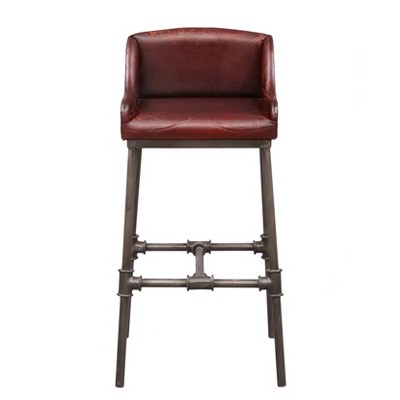 Brandon Industrial Leather Barstool Brown - HomeFare