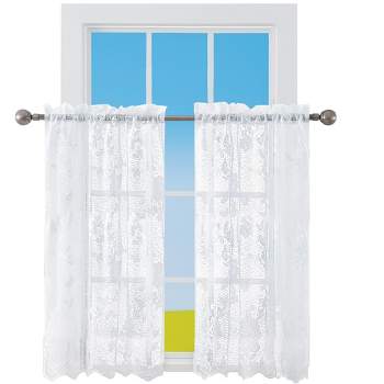 Collections Etc Lacey Embroidered Lace Curtains