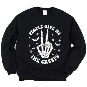Simply Sage Market Women's Graphic Sweatshirt People Give Me The Creeps - 1 of 4