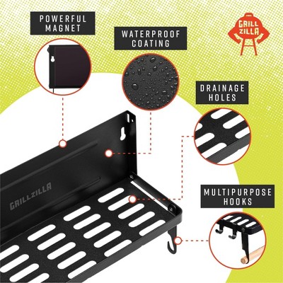 Grillzilla Black Powder-Coated Magnetic Grill Caddy