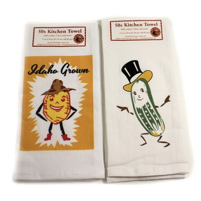 Tabletop 24.0" Mr Potato & Pickle Towel Set/2 100% Cotton 50S Design Retro Red And White Kitchen Company  -  Kitchen Towel