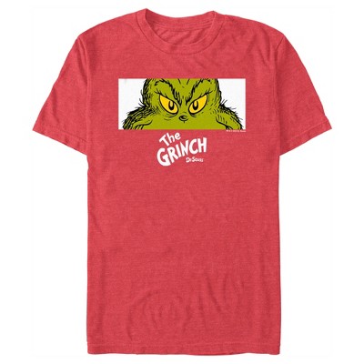 Men's Dr. Seuss Grinch Eyes T-shirt - Red Heather - Medium : Target