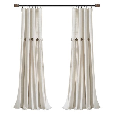 Off White Linen Blend Pleated Rod Pocket Window Panel