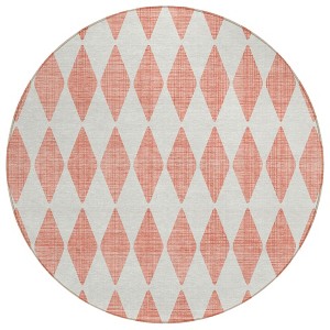 Salmon And Ivory Geometric Washable Indoor Outdoor Area Rug - 1 of 4