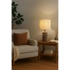 ALOADECOR Japandi Solid Wood Base Table Lamp Modern Classic Nightstand Lamp with Beige Fabric Shade for Bedside Foyer Dining Room(2-Pack) - 2 of 4