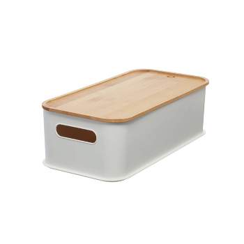 iDESIGN Large Handled Bin with Bamboo Lid Coconut