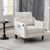Modern Accent Chair with USB and Storage,Upholstered Tufted Reading Chair with Wide Backrest for Living Room or Bedroom–Maison Boucle - 3 of 4