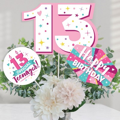 Big Dot Of Happiness 13th Pink Rose Gold Birthday Centerpiece Sticks - Set Of 15 Table Toppers - View #10