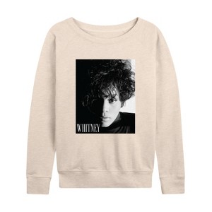 Women's - Whitney Houston - Face Portrait Lightweight French Terry Wide Neck Long Sleeve Shirt - 1 of 4