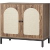80cm Sideboard with Rattan Doors and Adjustable Shelf, Storage Side Cabinet with Arched Design - 3 of 4