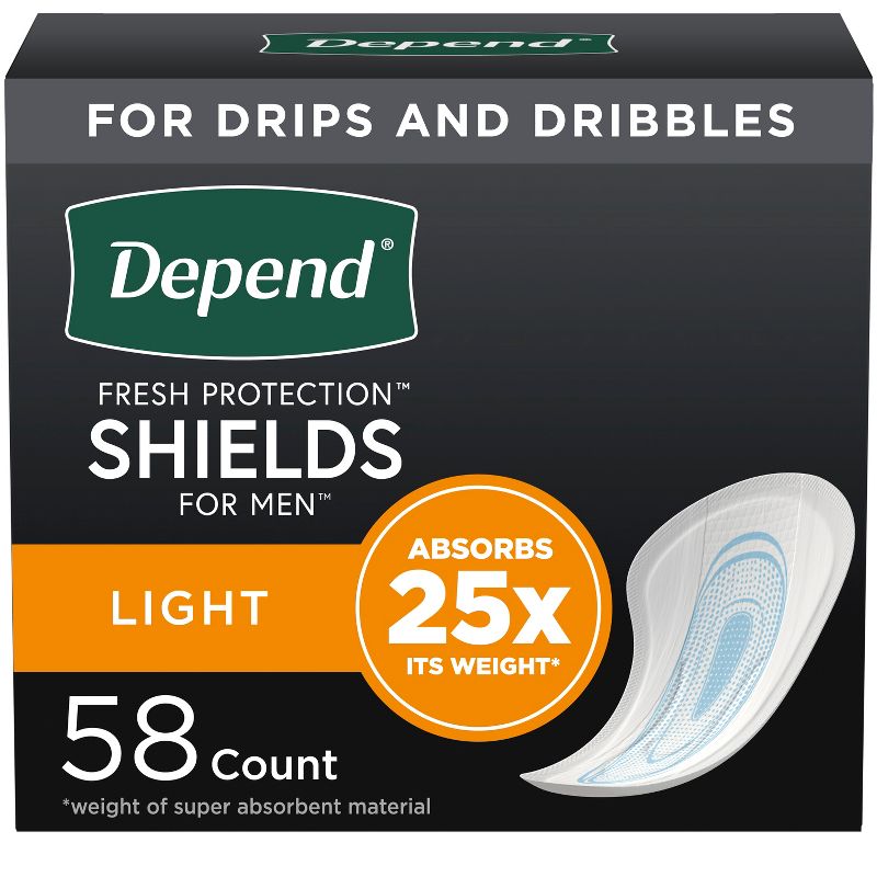 Depend Incontinence Shields/Bladder Control Pads for Men - Light Absorbency - 58ct, 1 of 9
