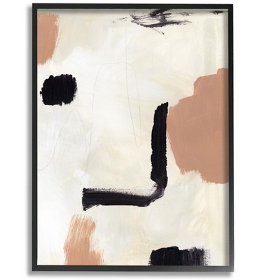 Stupell Industries Soft Tone Neutral Abstraction Beige Black Design