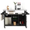 Outdoor Wicker Bar Cart, Island Rolling Cart with Stainless Steel Top, Patio Serving Cart, Beverage Bar Counter Table for Backyard Garden Poolside - 4 of 4