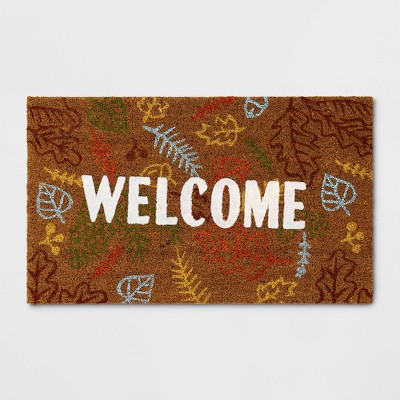 1'6"x2'6" 'Welcome' Leaves Coir Doormat White - Room Essentials™