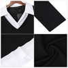 Women's Short Sleeve V-Neck Contrast Collared Shirts Patchwork Work Blouse Tunics Tops - 3 of 4