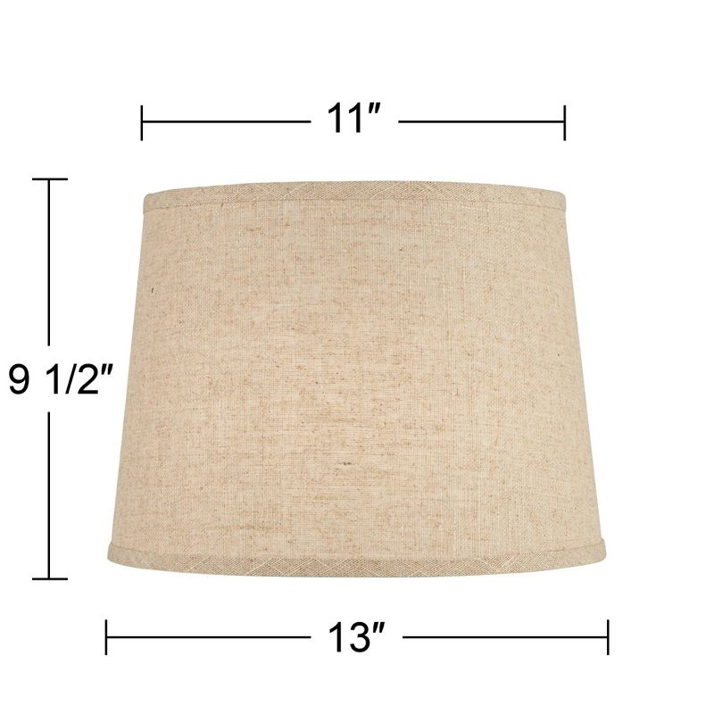 Springcrest Set of 2 Drum Lamp Shades Burlap Linen Medium 11" Top x 13" Bottom x 9.5" High Spider with Harp and Finial Fitting, 5 of 12