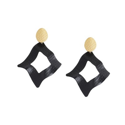 SOHI Women's Black Block Drop Earrings