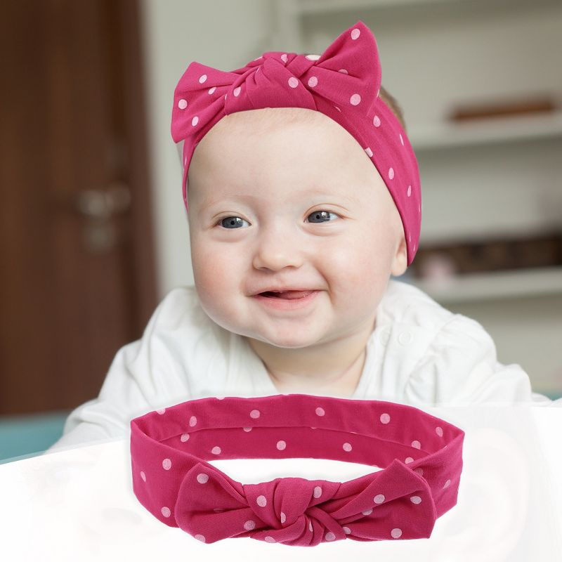 Unique Bargains Cotton Polka Dot Bow Headband Fashion Cute Hair Band for Child 7.7 Inch, 2 of 7
