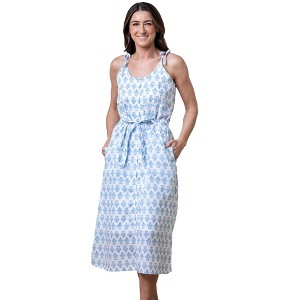 Hope & Henry Women's Organic Sleeveless Button Front Sundress with Sash - 1 of 4