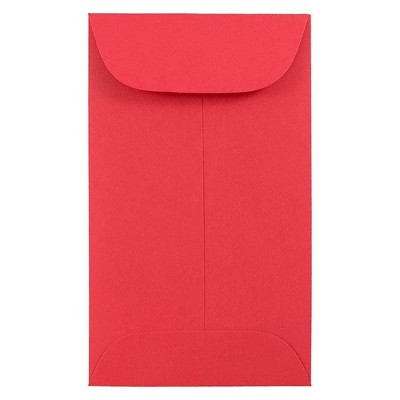 JAM Paper #3 Coin Business Colored Envelopes 2.5 x 4.25 Red Recycled 356730541B