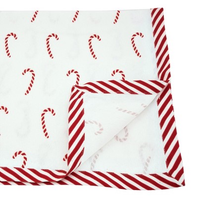 Festive Red and White Candy Cane Polyester Table Runner