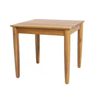 NAYSAYE Patio End Tables Rustic Acacia Wood Side Table with Slat Design for Outdoor Use, Beige, 20"*20"*18.25"