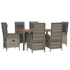 vidaXL 7-Piece Outdoor Patio Dining Set - Gray Poly Rattan w/Adjustable Reclining Chairs, Cushions & Acacia Wood Table - 3 of 4