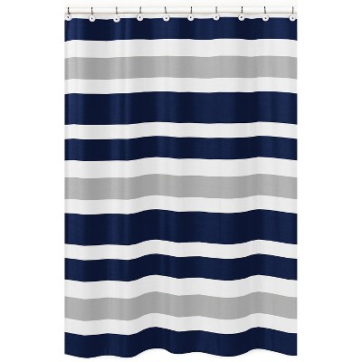 navy and cream shower curtain