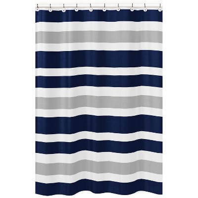 navy and gray shower curtain