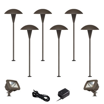 John Timberland Mushroom Bronze 10-Piece LED Path and Flood Light Set