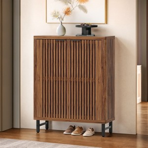 Hommoo 6-Tier Shoe Cabinet with Louvered Doors Dark Walnut - 1 of 4