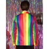 Lars Amadeus Men's Notch Lapel Prom Party Rainbow Striped Suit Jacket - 3 of 4