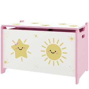 Aghana Digitals Kids Toy Storage Chest - Pink MDF Organizer with Safety Hinges, Groove Handles, - 1 of 4
