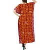 LA LEELA Women's Summer Batik Caftan Maxi Night Loungewear Dashiki House Dress V Neck Kaftan Sleepwear for Women Nightgown Plus size 3X-4X Red, Leaf - image 3 of 3