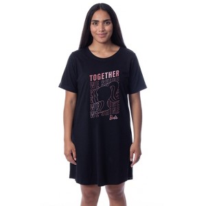 Barbie Womens' Character Together We Shine Nightgown Sleep Pajama Shirt Black - 1 of 4