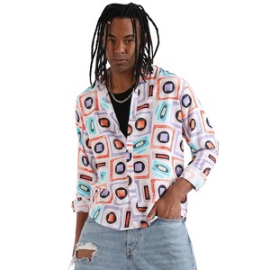 Campus Sutra Men Men's EcoLiva Multicolour Structural Block Shirt - 1 of 4