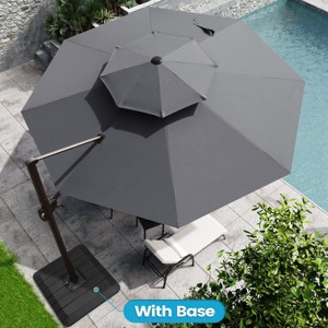 Crestlive Products 11.5FT Round Double Top Patio Offset Cantilever Umbrella With Base Set UV30+ Outdoor 360 Degree Rotation 7 Heights Adjustable - 1 of 4