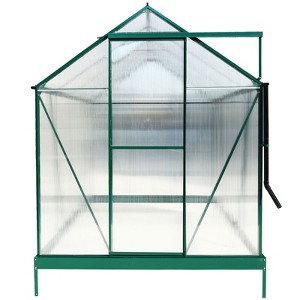 NicBex 6.3'*8.2'*7' Durable Polycarbonate Greenhouse Walk-in Greenhouse Kit with Rain Gutter, Ventilation for Backyard, Lawn, Green - 1 of 4
