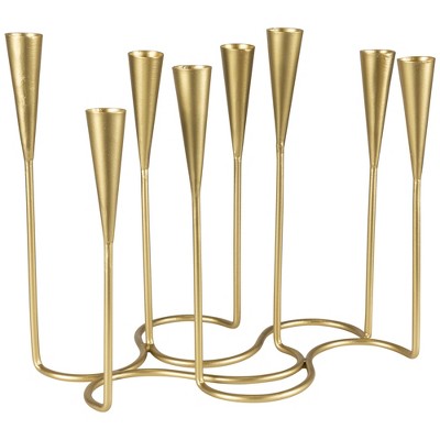 Modern Matte Gold 8-Taper Iron Candelabra