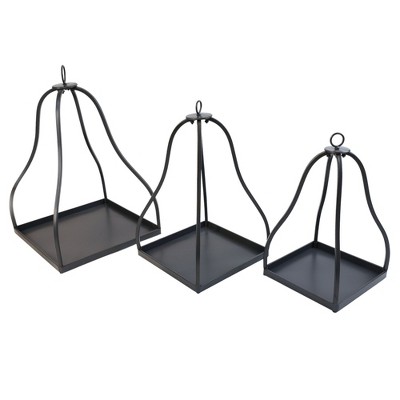 VIP Metal 21.25 in. Black Curved Cage Garden Lantern Set of 3