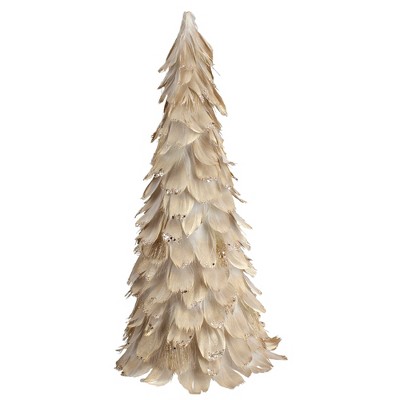 Northlight 14.5" Gold Feather Table Top Christmas Tree with Glitter