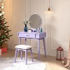 ORRD Modern Vanity Table with Stool & Mirror Set, Gold Finish Contemporary Makeup Desk - Solid Wood & MDF, Complete Dressing Table - 2 of 4