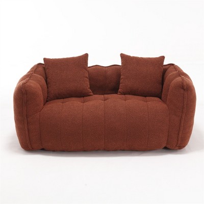 OUTSUPPLY Soft Bean Bag Chair for Two, High-Resilience Foam, Square Lounger with Armrests, Chenille Cover for Living Room