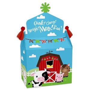 Big Dot of Happiness Farm Animals - Treat Box Party Favors - Barnyard Baby Shower or Birthday Party Goodie Gable Boxes - Set of 12 - 1 of 4