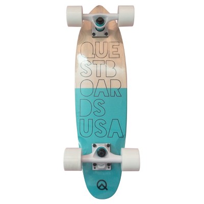 Quest "Reef" 24" Cruiser Skateboard - Light Blue/Wood