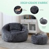 Lyngins Pumpkin-Shaped Chenille Bean Bag Chair Set, Ergonomic Round Lazy Chair with Ottoman & Pillow, Leisure Accent Chair, Single Sofa Chair - 2 of 4