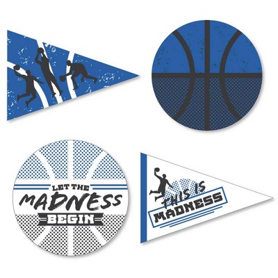 Big Dot of Happiness Blue Basketball - Let the Madness Begin - DIY Shaped College Basketball Party Cut-Outs - 24 Count